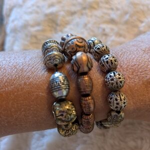 Elegant Mixed Metal Beaded Bracelet Set